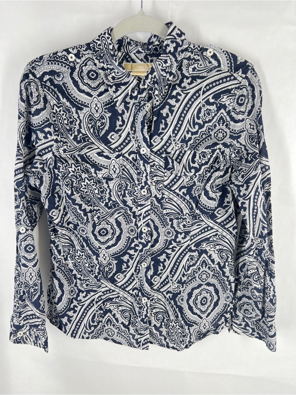 MICHAEL Michael Kors‎ Petite Paisley Cotton Roll Tab Button Down Shirt Petite L